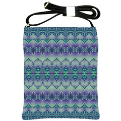 Boho Purple Teal Shoulder Sling Bag by SpinnyChairDesigns