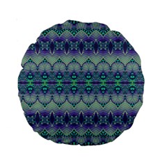 Boho Purple Teal Standard 15  Premium Round Cushions by SpinnyChairDesigns