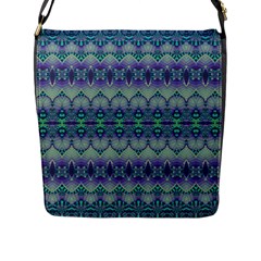 Boho Purple Teal Flap Closure Messenger Bag (l) by SpinnyChairDesigns