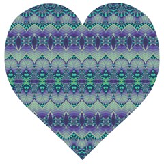 Boho Purple Teal Wooden Puzzle Heart by SpinnyChairDesigns