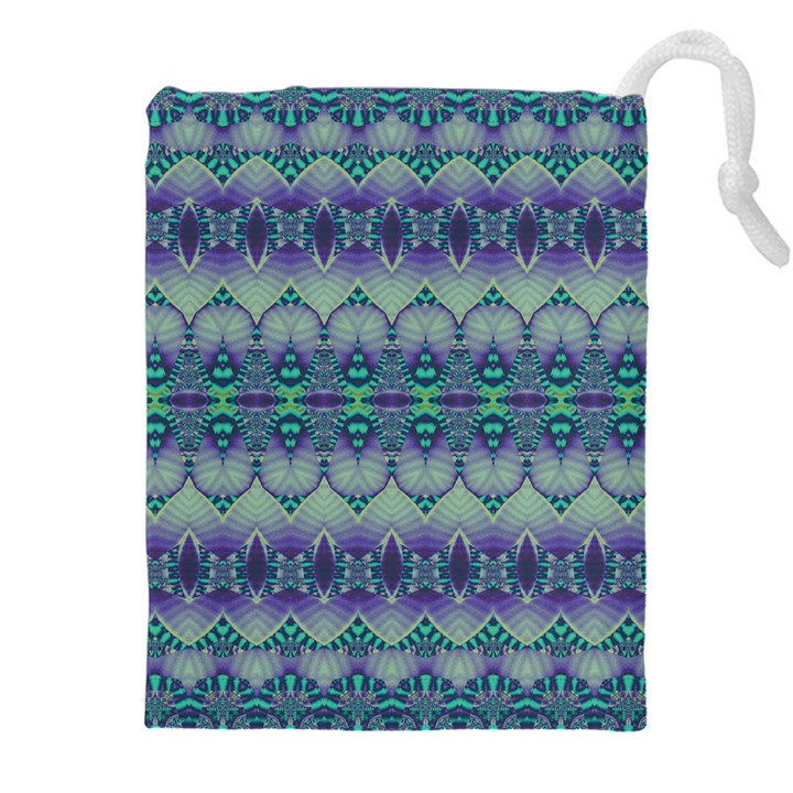 Boho Purple Teal Drawstring Pouch (5XL)