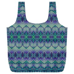 Boho Purple Teal Full Print Recycle Bag (xxl) by SpinnyChairDesigns