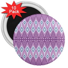 Boho Violet Purple 3  Magnets (10 Pack)  by SpinnyChairDesigns