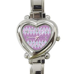 Boho Violet Purple Heart Italian Charm Watch by SpinnyChairDesigns