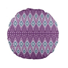 Boho Violet Purple Standard 15  Premium Round Cushions by SpinnyChairDesigns