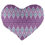 Boho Violet Purple Large 19  Premium Heart Shape Cushions Back