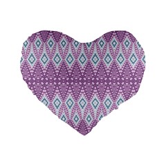 Boho Violet Purple Standard 16  Premium Flano Heart Shape Cushions by SpinnyChairDesigns