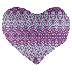 Boho Violet Purple Large 19  Premium Flano Heart Shape Cushions by SpinnyChairDesigns