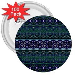 Boho Blue Green  3  Buttons (100 Pack)  by SpinnyChairDesigns