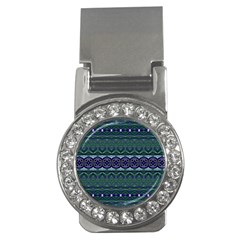 Boho Blue Green  Money Clips (cz)  by SpinnyChairDesigns