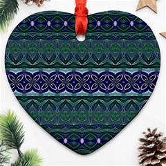 Boho Blue Green  Heart Ornament (two Sides) by SpinnyChairDesigns