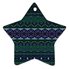 Boho Blue Green  Star Ornament (two Sides) by SpinnyChairDesigns