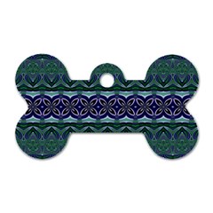 Boho Blue Green  Dog Tag Bone (one Side) by SpinnyChairDesigns