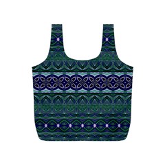 Boho Blue Green  Full Print Recycle Bag (s) by SpinnyChairDesigns