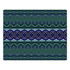 Boho Blue Green  Double Sided Flano Blanket (large)  by SpinnyChairDesigns