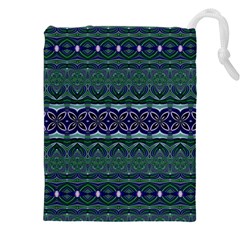 Boho Blue Green  Drawstring Pouch (4xl) by SpinnyChairDesigns