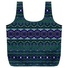 Boho Blue Green  Full Print Recycle Bag (xxxl) by SpinnyChairDesigns