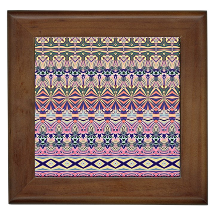 Colorful Boho Pattern Framed Tile