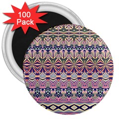 Colorful Boho Pattern 3  Magnets (100 Pack) by SpinnyChairDesigns