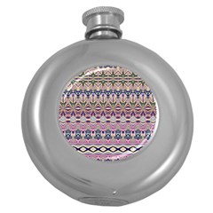 Colorful Boho Pattern Round Hip Flask (5 Oz) by SpinnyChairDesigns