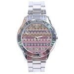 Colorful Boho Pattern Stainless Steel Analogue Watch Front