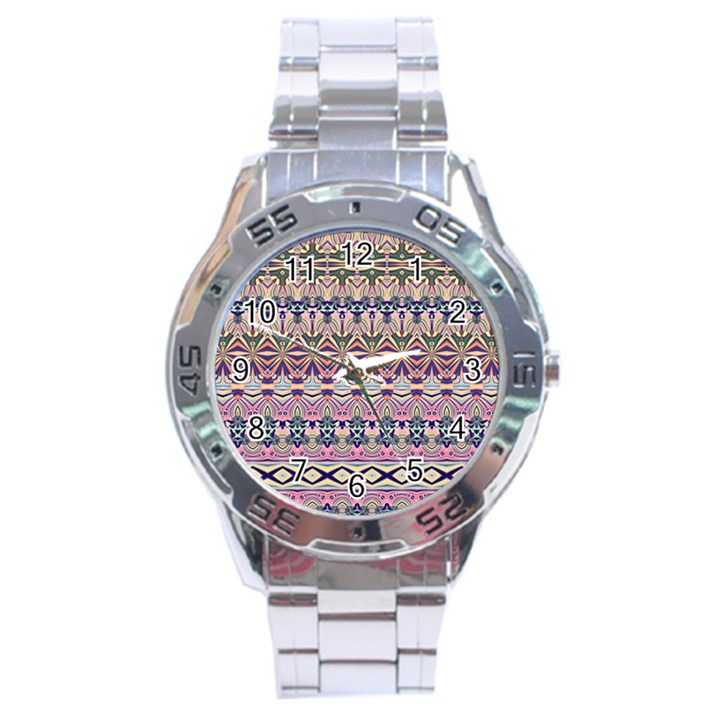 Colorful Boho Pattern Stainless Steel Analogue Watch