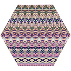 Colorful Boho Pattern Wooden Puzzle Hexagon by SpinnyChairDesigns