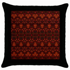 Boho Dark Red Floral Throw Pillow Case (black) by SpinnyChairDesigns