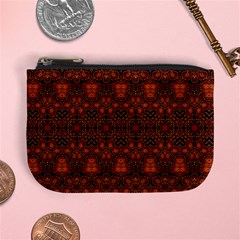 Boho Dark Red Floral Mini Coin Purse by SpinnyChairDesigns