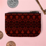 Boho Dark Red Floral Mini Coin Purse Back