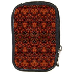 Boho Dark Red Floral Compact Camera Leather Case by SpinnyChairDesigns