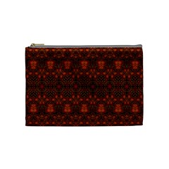 Boho Dark Red Floral Cosmetic Bag (medium) by SpinnyChairDesigns