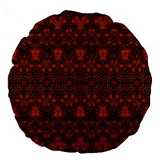 Boho Dark Red Floral Large 18  Premium Round Cushions by SpinnyChairDesigns