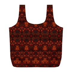 Boho Dark Red Floral Full Print Recycle Bag (l)