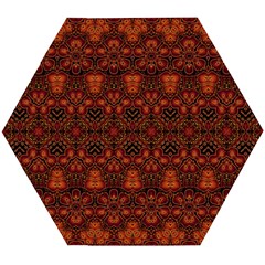 Boho Dark Red Floral Wooden Puzzle Hexagon by SpinnyChairDesigns