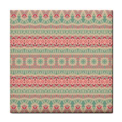 Boho Teal Pink Tile Coaster by SpinnyChairDesigns