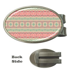 Boho Teal Pink Money Clips (oval)  by SpinnyChairDesigns