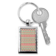 Boho Teal Pink Key Chain (rectangle) by SpinnyChairDesigns