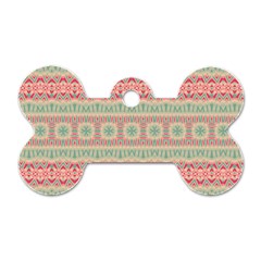 Boho Teal Pink Dog Tag Bone (two Sides) by SpinnyChairDesigns