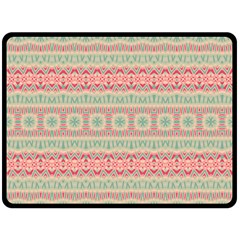 Boho Teal Pink Fleece Blanket (large)  by SpinnyChairDesigns