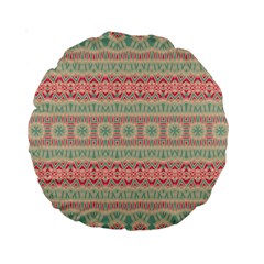 Boho Teal Pink Standard 15  Premium Round Cushions by SpinnyChairDesigns