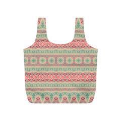 Boho Teal Pink Full Print Recycle Bag (s) by SpinnyChairDesigns