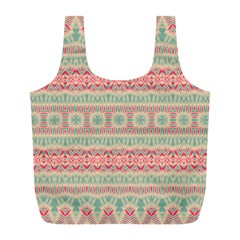 Boho Teal Pink Full Print Recycle Bag (l) by SpinnyChairDesigns