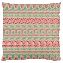 Boho Teal Pink Large Flano Cushion Case (one Side) by SpinnyChairDesigns