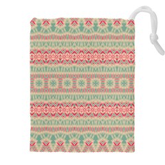 Boho Teal Pink Drawstring Pouch (5xl) by SpinnyChairDesigns