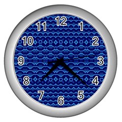 Cobalt Blue  Wall Clock (silver) by SpinnyChairDesigns