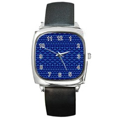 Cobalt Blue  Square Metal Watch by SpinnyChairDesigns