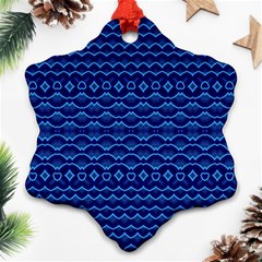 Cobalt Blue  Snowflake Ornament (two Sides) by SpinnyChairDesigns