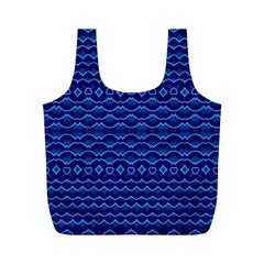 Cobalt Blue  Full Print Recycle Bag (m) by SpinnyChairDesigns