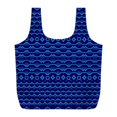 Cobalt Blue  Full Print Recycle Bag (l) by SpinnyChairDesigns